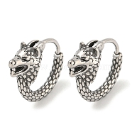 316 Surgical Stainless Steel Hoop Earrings, Antique Silver, Dog, 14x6mm(EJEW-D096-13N-AS)