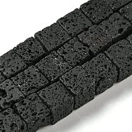 Natural Lava Rock Beads Strands, Cube, 8~9x8~9x8~9mm, Hole: 1mm, about 45pcs/strand, 15.16 inch(38.5cm)(G-C084-E08-03)