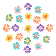 SUNNYCLUE Opaque Resin Cabochons, Flower, Mixed Color, 30.5x32x7.5~8.5mm, 6 colors, 8pcs/color, 48pcs/set(CRES-SC0001-43)
