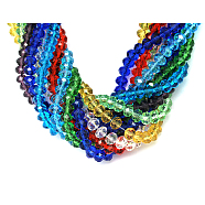 Handmade Glass Beads, Faceted Rondelle, Mixed Color, 14x10mm, Hole: 1mm, about 60pcs/strand(G02YI0R5)