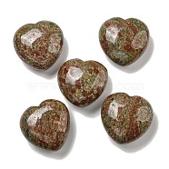 Natural Unakite Statues Ornaments, Love Heart Stone for Reiki Energy Balancing Meditation Gift, 42~44.5x45x19.5~23mm(G-P531-03I)