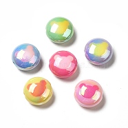Two Tone UV Plating Acrylic Beads, Flat Round with Bear, Mixed Color, 17.5x10mm, Hole: 2.5mm(X-PACR-J005-06)