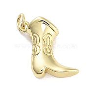 Rack Plating Brass Pendants, with Jump Rings, Long-Lasting Plated, Lead Free & Cadmium Free, Shoes Charm, Real 18K Gold Plated, 17x16x4.5mm, Hole: 3mm(KK-M293-08G)