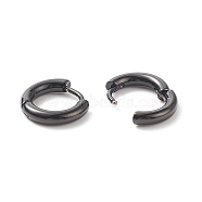 304 Stainless Steel Huggie Hoop Earrings, Hypoallergenic Earrings, Thick Hoop Earrings, Ring, Electrophoresis Black, 10 Gauge, 11.87x12.96x2.59mm(EJEW-O087-09D-EB-01)