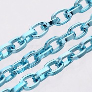 Aluminium Cable Chains, Unwelded, Flat Oval, Blue, 8x5.5x2mm(CHT001Y-14)