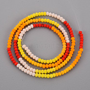 Opaque 7 Colors Frosted Glass Beads Strands, Segmented Multi-color Beads, Faceted Rondelle, Mixed Color, 3x2.5mm, Hole: 0.6mm, about 196~210pcs/strand, 17.32 inch~19.02 inch(44cm~48.3cm)(X-FGLA-T002-02A-A03)