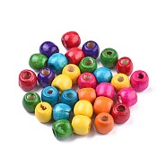 Dyed Natural Maple Wood Beads, Barrel, Lead Free, Mixed Color, 11x12mm, Hole: 3~5mm, about 1800pcs/1000g(WOOD-Q007-12mm-M-LF)