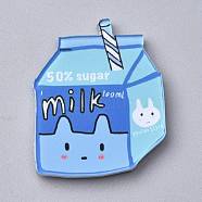 Acrylic Safety Brooches, with Iron Pin, Milk, Sky Blue, 39x31x8.5mm, Pin: 0.8mm(JEWB-F012-22)