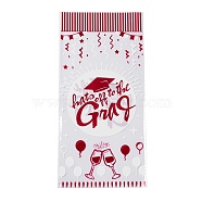 OPP Plastic Storage Bags, Graduation Theme, for Candy, Cookies, Gift Packaging, Dark Red, Rectangle, Graduation Theme Pattern, 27x13x0.01cm, 50pc/bag(ABAG-H109-04D)