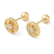 Flat Round Brass Micro Pave Clear Cubic Zirconia Ear Plug Gauges, Golden, 7.5x7.5mm(EJEW-L289-02G-04)