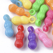 Opaque Acrylic Pendants, Peanut, Mixed Color, 20x8x7mm, Hole: 3mm, about 1100pcs/500g(MACR-N008-15)
