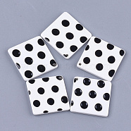 Cellulose Acetate(Resin) Pendants, Rhombus with Polka Dot, White, 33~33.5x33~33.5x2.5mm, Hole: 1.4mm(X-KY-S158-31A)