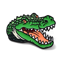 Crocodile Alloy Enamel Pin Brooch, for Backpack Clothes, Green, 31.5x41.5x1.4mm(JEWB-C029-11)