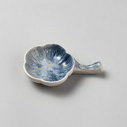 Flower Ceramics Ink Dish, for Watercolor Mixing Palette Paint, Marine Blue, 111x73x23mm(AJEW-WH20020-510B)