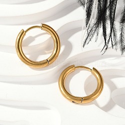 202 Stainless Steel Huggie Hoop Earrings, Hypoallergenic Earrings, with 316 Surgical Stainless Steel Pin, Ion Plating(IP), Golden, 16x2.5mm(EJEW-F111A-16mm-G)