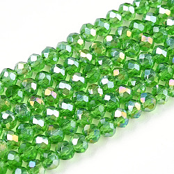 Electroplate Glass Beads Strands, AB Color Plated, Faceted, Rondelle, Light Green, 2.9~3.3x2mm, Hole: 0.8mm, about 148~150pcs/strand, 15.55~15.75 inch(39.5~40cm)(EGLA-A044-T2mm-B11)