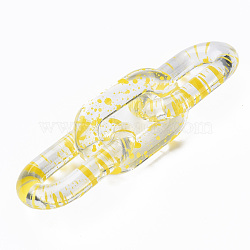 Transparent Acrylic Linking Rings, Quick Link Connectors, for Cable Chains Making, Oval, Yellow, 31x19.5x5mm, Inner Diameter: 8x20mm(OACR-N009-013A-06)