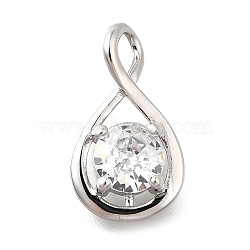 925 Sterling Silver Pave Cubic Zirconia Pendants, Infinite Shape, Platinum, Clear, 17x10x4mm, Hole: 3.5x2.5mm(STER-V001-03P-04)