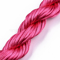 Polyester Thread, Deep Pink, 2mm, about 10m/bundle(OCOR-S124-11)