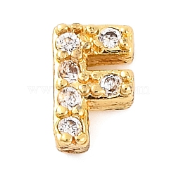 Rack Plating Brass Micro Pave Cubic Zirconia Cabochons, Cadmium Free & Lead Free, Long-Lasting Plated, Real 18K Gold Plated, Letter F, 6x3.5x2mm(KK-F874-04G-F)