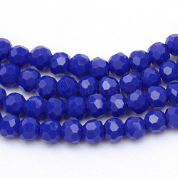 Opaque Solid Glass Bead Strands, Faceted(32 Facets) Round, Medium Blue, 6mm, Hole: 1mm, about 94~97pcs/strand, 53~54cm(GLAA-R166-6mm-02L)