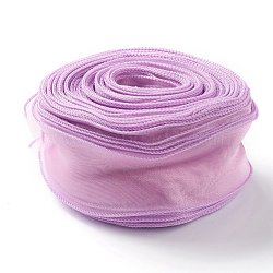 Organza Ribbon, Wired Sheer Chiffon Ribbon, for Package Wrapping, Hair Bow Clips Accessories Making, Pearl Pink, 2-1/8 inch(55mm), about 37.18~38.28 yards(34~35m)/bag(ORIB-B001-09)