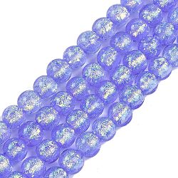 Handmade Foil Lampwork Beads Strands, Round, Medium Slate Blue, 10mm, about 40pcs/strand, 14.57''(37cm)(FOIL-K003-06B-02)