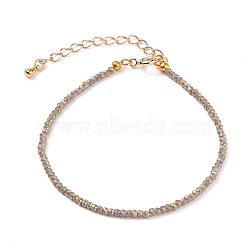 Faceted Electroplate Glass Beaded Bracelets, with Golden Plated Brass Spring Ring Clasps, Rondelle, Coffee, 7-1/2 inch(19cm)(X-BJEW-JB05693-02)
