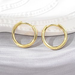 Brass Huggie Hoop Earrings, Long-Lasting Plated, Ring, Real 18K Gold Plated, 16.5~17x2mm, Pin: 0.9mm(EJEW-K083-29G)