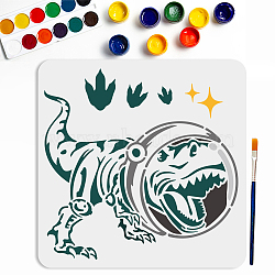 MAYJOYDIY US 1Pc PET Hollow Out Drawing Painting Stencils, for DIY Scrapbook, Photo Album, with 1Pc Art Paint Brushes, Dinosaur, 300x300mm(DIY-MA0004-68B)