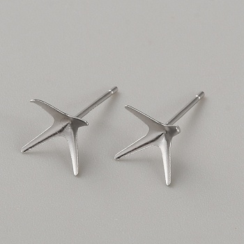 Rhomdium Plated 925 Sterling Silver Stud Earring Findings, Earring Settings, Platinum, 8x8mm, Pin: 11.5x0.8mm