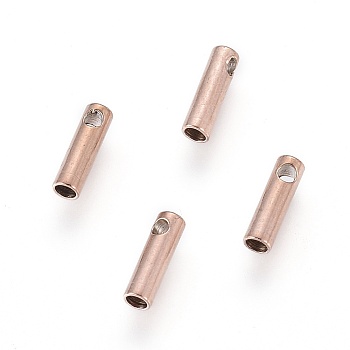 Ion Plating(IP) 304 Stainless Steel Cord Ends, End Caps, Column, Rose Gold, 7x2mm, Hole: 1mm, Inner Diameter: 1.5mm