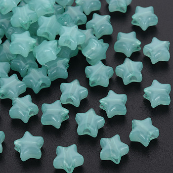 Imitation Jelly Acrylic Beads, Star, Medium Aquamarine, 9x9.5x5.5mm, Hole: 2.5mm, about 2050pcs/500g
