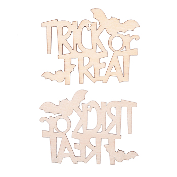 Trick or Treat Halloween Blank Wooden Cutouts Ornaments, for Halloween Hanging Decoration, Kids Crafts DIY Party Supplies, BurlyWood, 67x91x2mm, Hole: 2.5mm, Rope: 320x1mm