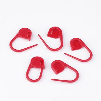 Plastic Knitting Crochet Locking Stitch Markers Holder, Red, 21x11x3mm, Hole: 8x10mm, about 200pcs/bag
