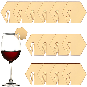 Acrylic Mirror Wine Glass Charms, Goblet Marker, Gold, Hexagon, 45x49.5x1.5mm, 20pcs/box