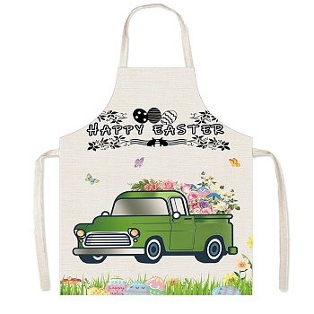 Easter Theme Polyester Sleeveless Apron, with Double Shoulder Belt, Green, 560x450mm