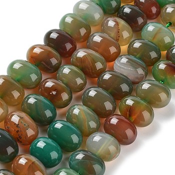 Natural Agate Beads Strands, Dyed & Heated, Egg, Medium Sea Green, 15~17x11~12mm, Hole: 1.6mm, about 14~15pcs/strand, 6.69~6.89 inch(17~17.5cm)