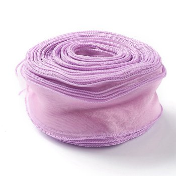 Organza Ribbon, Wired Sheer Chiffon Ribbon, for Package Wrapping, Hair Bow Clips Accessories Making, Pearl Pink, 2-1/8 inch(55mm), about 37.18~38.28 yards(34~35m)/bag