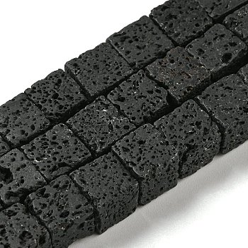 Natural Lava Rock Beads Strands, Cube, 8~9x8~9x8~9mm, Hole: 1mm, about 45pcs/strand, 15.16 inch(38.5cm)