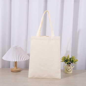 Canvas Bags with Handles, Rectangle Tote Bags, Bisque, 35x30cm