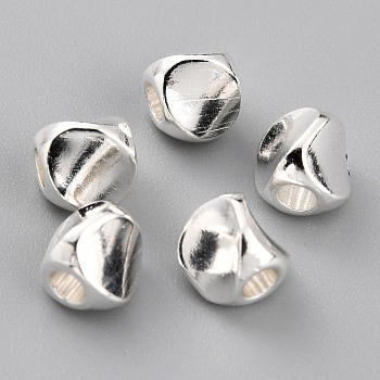 Brass Spacer Beads, Long-Lasting Plated, Triangle, 925 Sterling Silver Plated, 4.5x4.5mm, Hole: 1.8mm