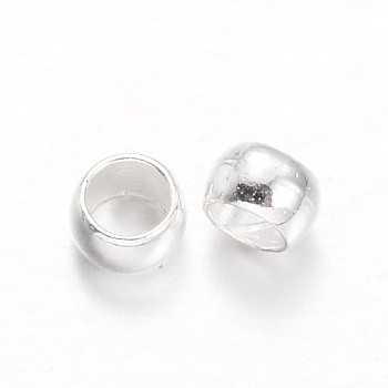 Rondelle Brass Crimp Beads, Silver Color Plated, 2.5x1.5mm, Hole: 1mm, about 10000pcs/200g