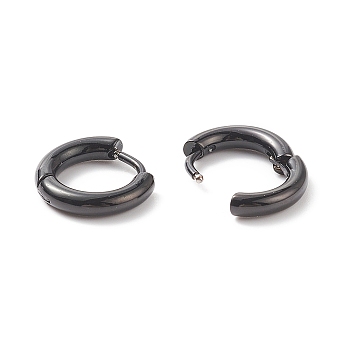 304 Stainless Steel Huggie Hoop Earrings, Hypoallergenic Earrings, Thick Hoop Earrings, Ring, Electrophoresis Black, 10 Gauge, 11.87x12.96x2.59mm