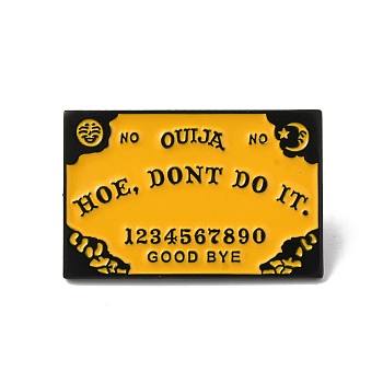 Halloween Black Alloy Brooches, Hoe Don't Do It Board Enamel Pins for Clothes Backpack, Rectangle, Sandy Brown, 19.5x30x1.7mm