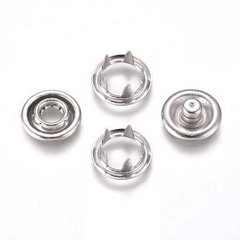 Copper Buttons Snap Stud Cap Socket Set, Snap Fasteners, Platinum, 9.5x2~4mm, Hole: 3~6mm, 4pcs/set