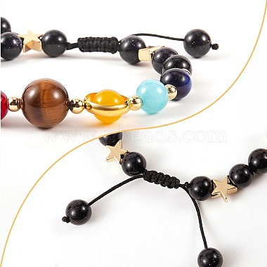 Round Natural Mixed Stone Braided Bead Bracelet Sets(BJEW-SW00009)-5