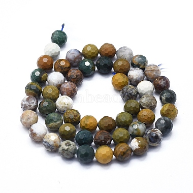 Chapelets de perles en jaspe d'océan naturelle(G-D0013-66)-2