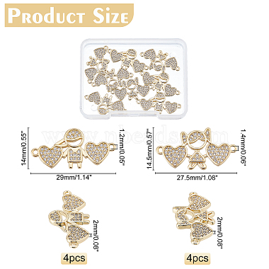 SUPERFINDINGS 8Pcs 2 Style  Brass Micro Pave Clear Cubic Zirconia Links Connectors(ZIRC-FH0001-24)-4