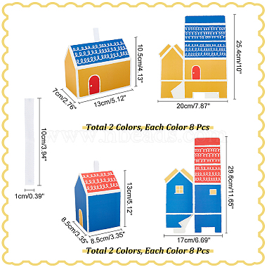 32Pcs 4 Styles House Shaped Cardboard Paper Foldable Gift Boxes(CON-NB0002-23)-2